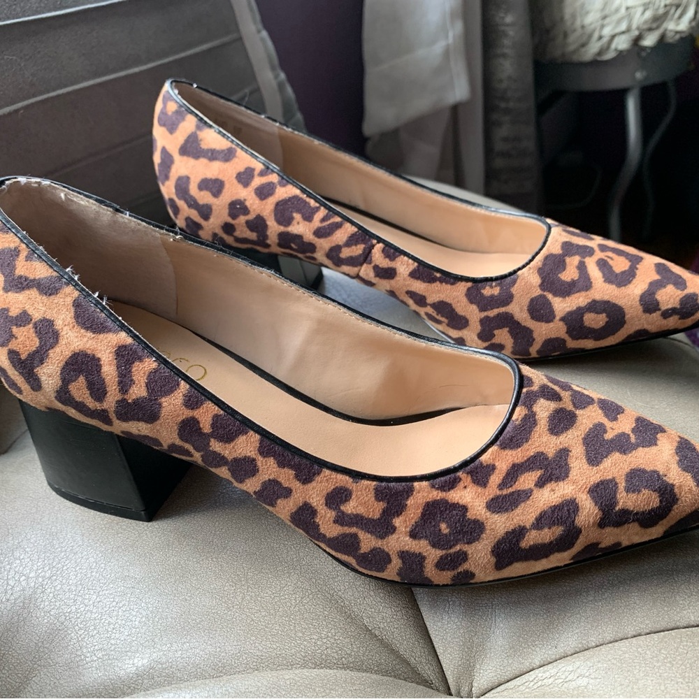Franco Sarto Leopard Print Block Heel Pump
